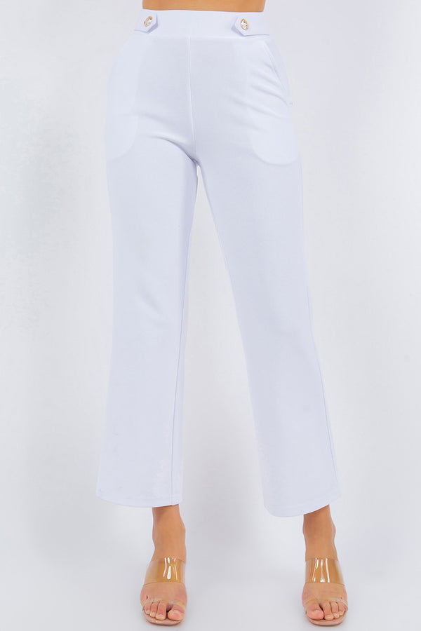 White Knit Tailored Pants