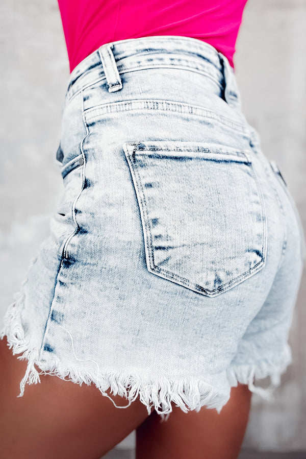 Blue Crossed Denim Shorts