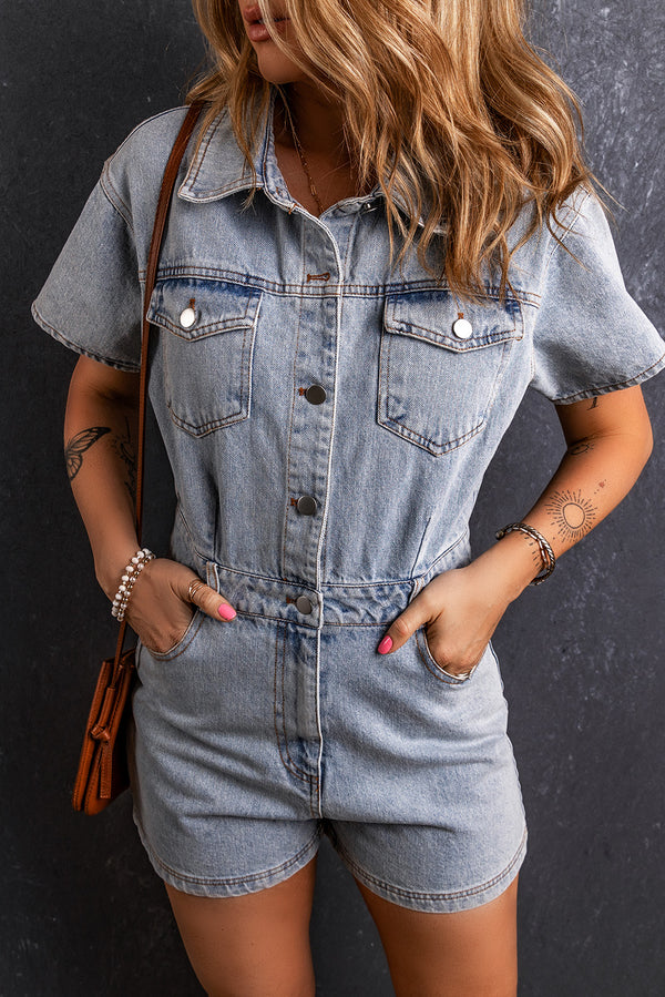 Light Blue Denim Romper