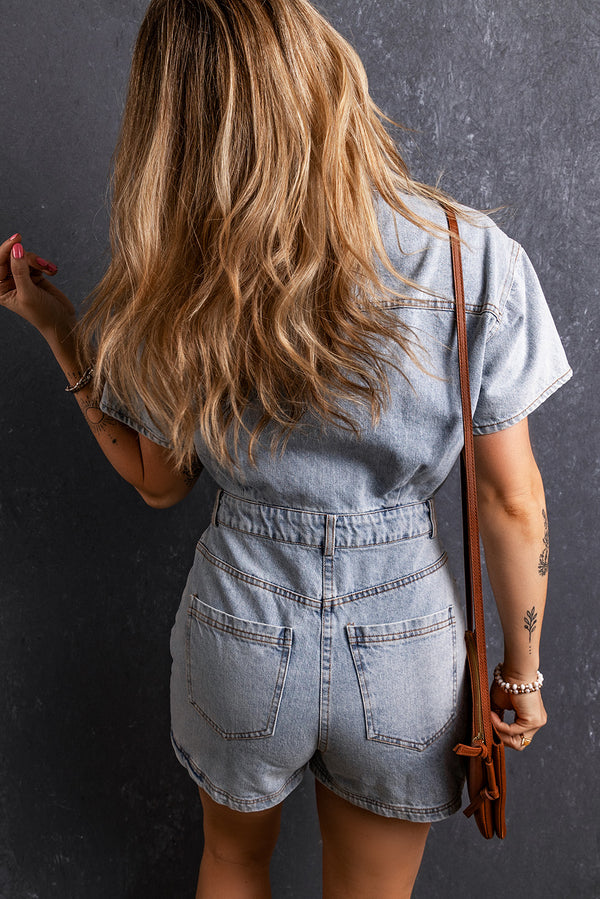 Light Blue Denim Romper