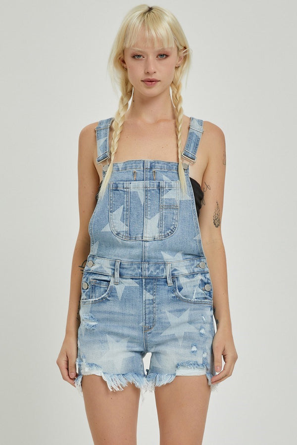 High Rise Star Short Overalls