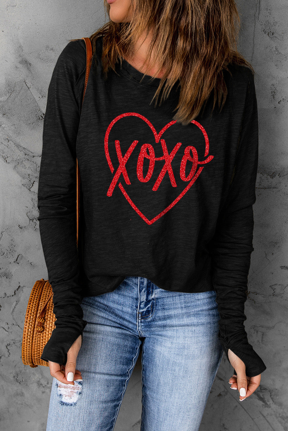 Black XOXO Heart Longsleeve Shirt