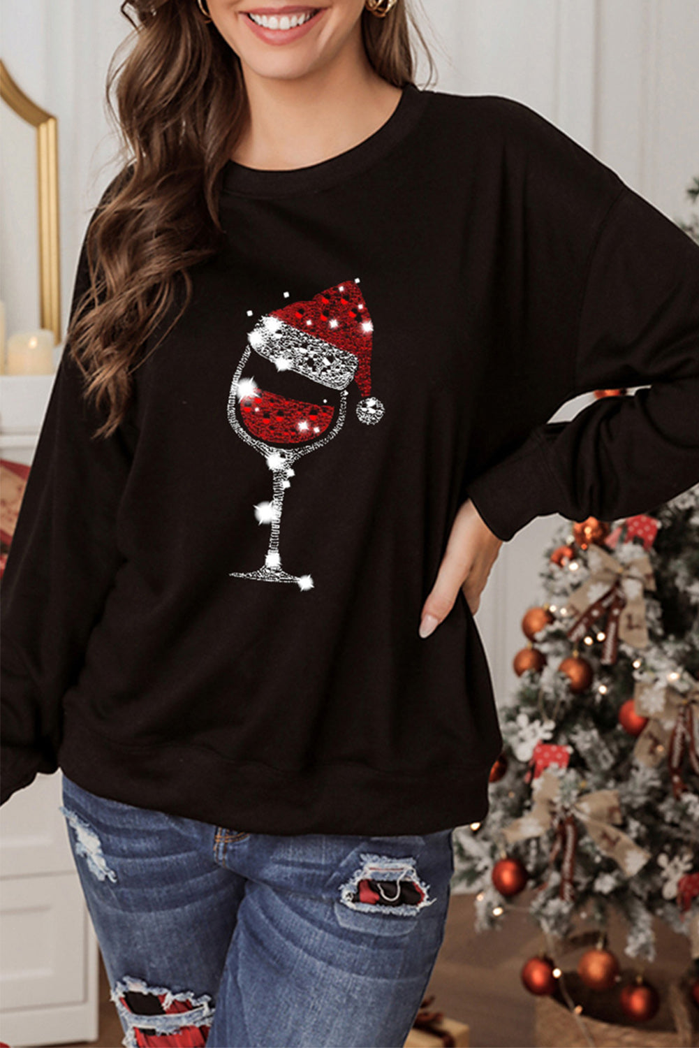 Christmas Wineglass Sweatshirt