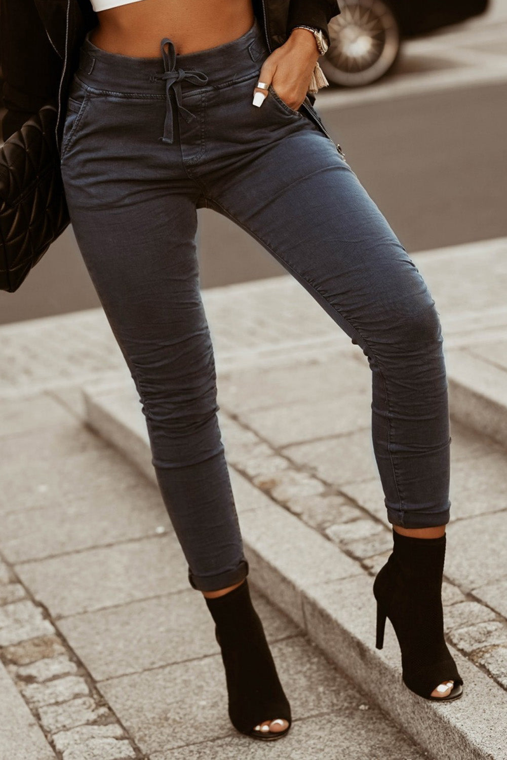 Gray High Waist Skinny Jeans