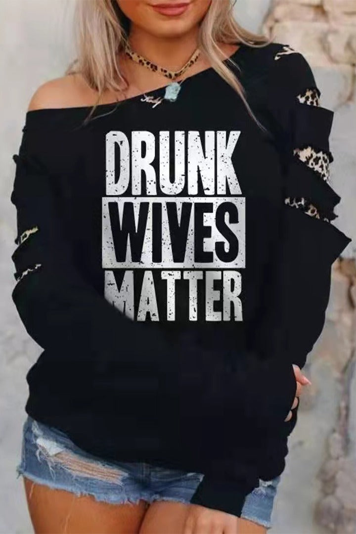 Leopard Drunk Wives Matter Sweatshirt